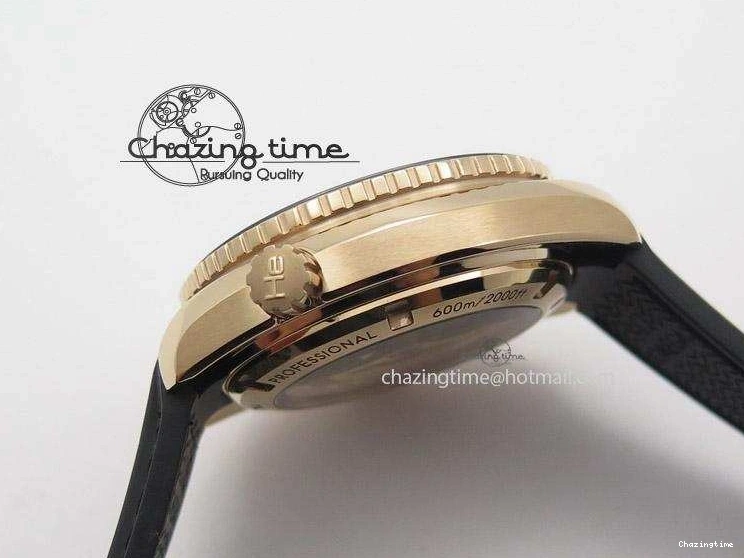 0522 Planet Ocean Professional Rose Gold Liquid Metal V6F 42mm On Black Rubber Strap A Vibrant 8266